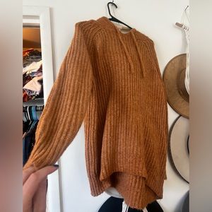 aerie oversized rust orange colored hooded sweater